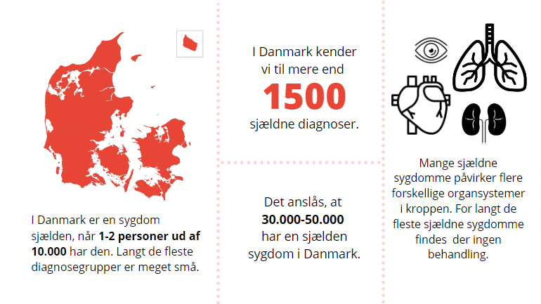 Infografik om sjældne sygdomme og handicap i Danmark